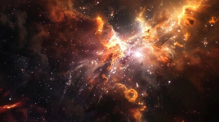 Fototapeta premium A vibrant and dramatic depiction of a cosmic explosion in space, showcasing colorful gases and distant stars.