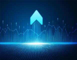 Fototapeta premium Futuristic drop arrow chart digital transformation abstract technology background. Big data and business growth currency stock and investment economy . illustration