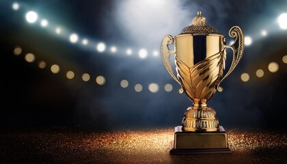 Champion golden trophy for winner background. Success and achievement concept. Sport and cup award theme.