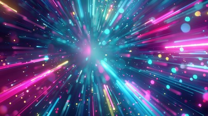 Fototapeta premium colorful neon lights exploding, elegant wallpaper, ai generated image