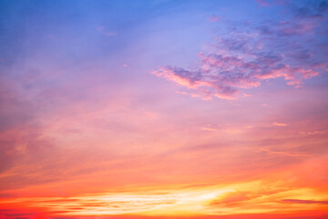 Beautiful , luxury soft gradient orange gold clouds and sunlight on the blue sky perfect for the background, take in everning,Twilight, Large size, high definition landscape photo