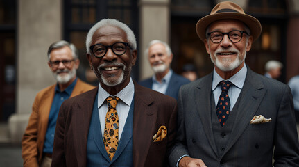 old businessman in front of building. Genrative.ai 