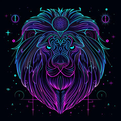 Fototapeta premium Futuristic style illustration of the Leo zodiac sign.
