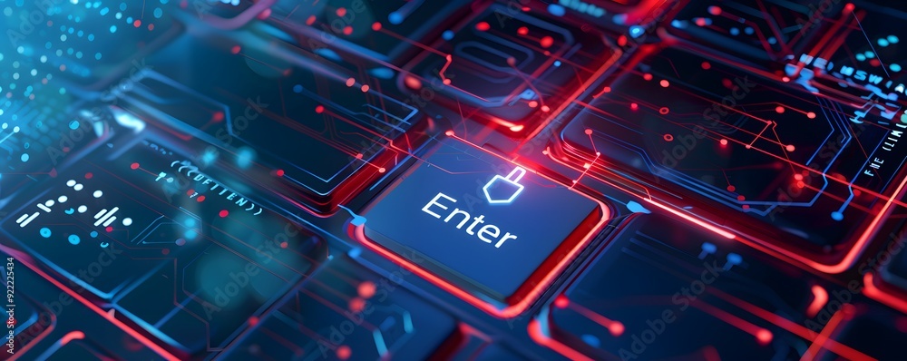 Aufkleber illuminated enter key on a futuristic keyboard