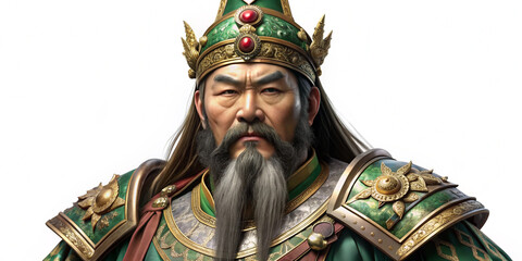 Obraz premium Guan Yu, or Guan-di, god of war and patron of justice, cut out on transparent background png