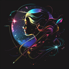 Futuristic style illustration of the Sagittarius zodiac sign.