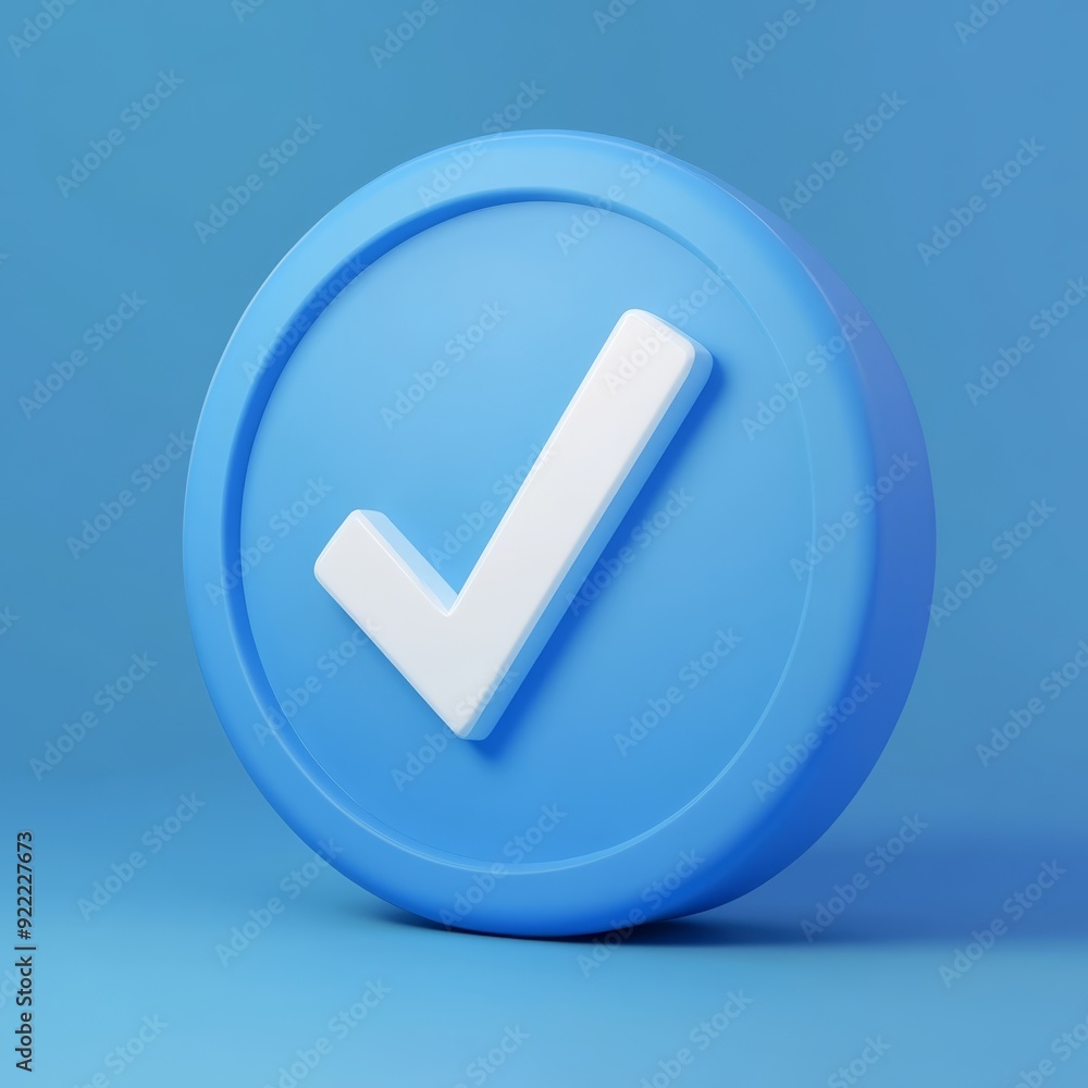 Poster this collection of 3d blue check mark icons on a gradient blue background symbolizes validation and 