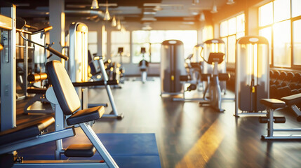 Fototapeta premium Empty Gym With Exercise Equipment
