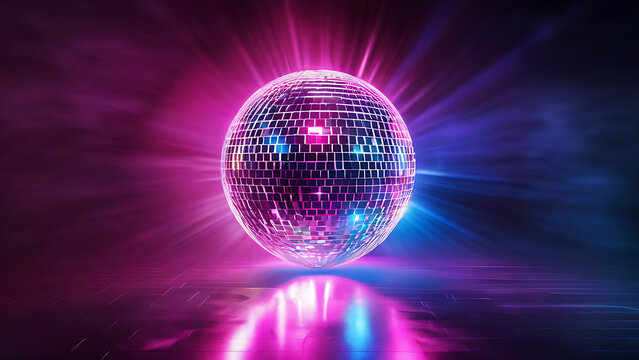 Neon disco ball spinning
