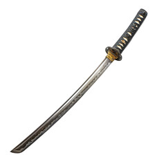 Sleek Transparent Katana Sword Isolated Without Background for Focus.