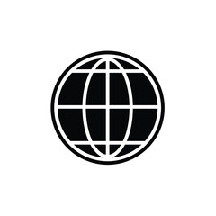 Web icon symbol. Black globe sign.