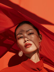 portrait of a women in a red dress, fashion