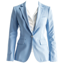 Light blue women’s blazer with white shirt for professional businesswoman profile or social media photos with transparent background clipart