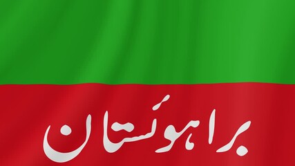 Brahui Waving Flag. Realistic Flag Animation. Seamless Loop Background.	