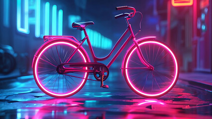 Fototapeta premium Neon bicycle animation 