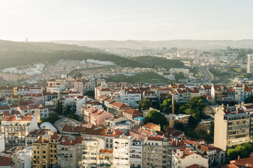 Lisbon, Portugal, with binocular binocular from Amoreiras 360 panoramic terrace