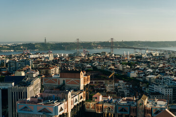 Obraz premium Lisbon, Portugal, with binocular binocular from Amoreiras 360 panoramic terrace