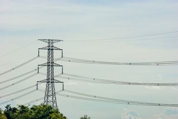 high voltage electric power transmission tower.