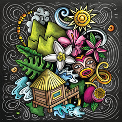Tahiti funny cartoon doodle illustration