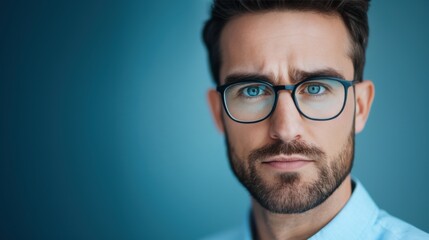 Obraz premium Intense Young Professional with Blue Eyes and Glasses.