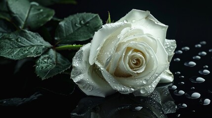 white rose on black background