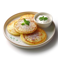 Authentic Thai Coconut Pancakes (Khanom Krok) on Illustrated Plate| Exquisite Food Magazine Concept| Professional Studio Shot on White Background