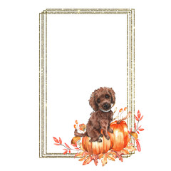 Watercolor Fall Autumn Frame Graphic for Wedding birthday and prints