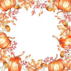 Watercolor Fall Autumn Frame Graphic for Wedding birthday and prints