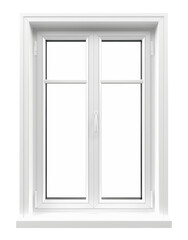 Isolated White Plastic Window with Double Frames and Handles.