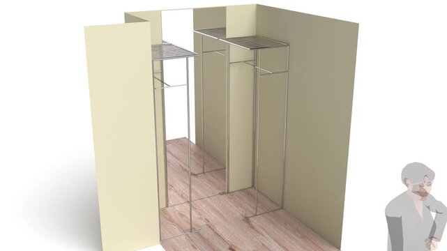 3D mechanism for opening a mini-wardrobe cabinet 4k