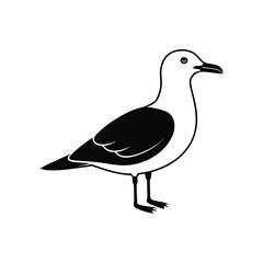 Simple seagull flying vector isolated on white background