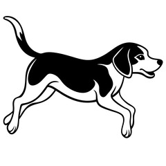 Beagle Jumping Vector Silhouette Black Vector