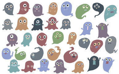 カラフルなゆるいおばけイラスト