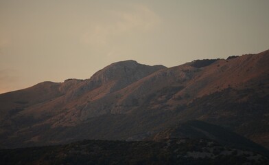 mountain and sunset landscape, greenery