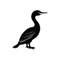 Obraz premium Black cormorant silhouette vector isolated on white background