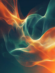 Abstract Flowing Light Waves in Fiery Orange and Cool Teal with Soft Gradients