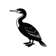 Black cormorant silhouette vector isolated on white background