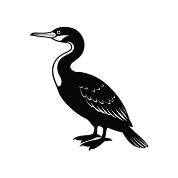 recommend clip art: Black cormorant silhouette vector isolated on white background