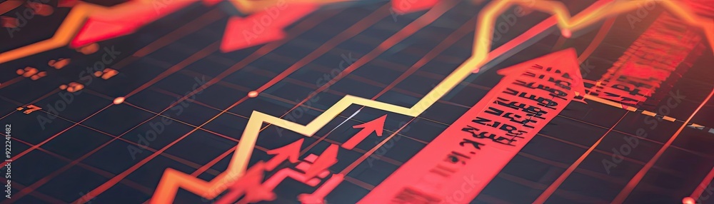Poster dynamic financial chart displaying upward trends and market data in vivid colors.