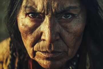 Obraz premium An individual in golden clothing with dark flowing hair is visible from the side. The focus is on the intricate detail of their attire and the lighting effect.