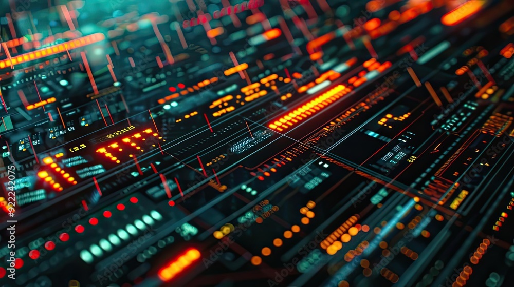 Aufkleber abstract digital background featuring vibrant neon lines and glowing patterns, ideal for technology 