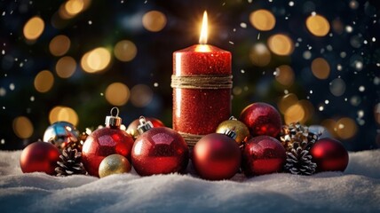 christmas candle and decorations