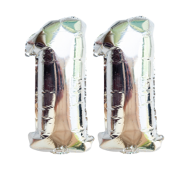 11 silver number balloons isolated on white