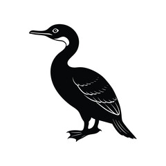 Black cormorant silhouette vector isolated on white background