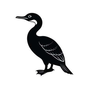 recommend clip art: Black cormorant silhouette vector isolated on white background
