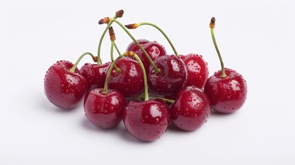 Vibrant Illustrated Cherries on White Background for Food Magazine, Studio Shot