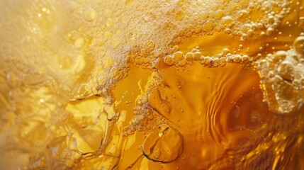 Close-up of beer foam