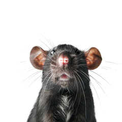 Black Rat Isolated Without Background Featuring Detailed Facial Features.