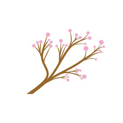 Doodle tree branch with circle flower or leaves illustration that can be use for social media, sticker, wallpaper, decoration, etc. with aesthetic brown pink colors