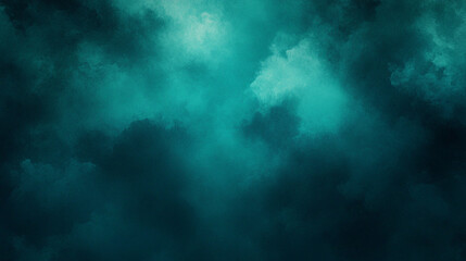 Dark teal abstract background with cloudy grungy smoky design